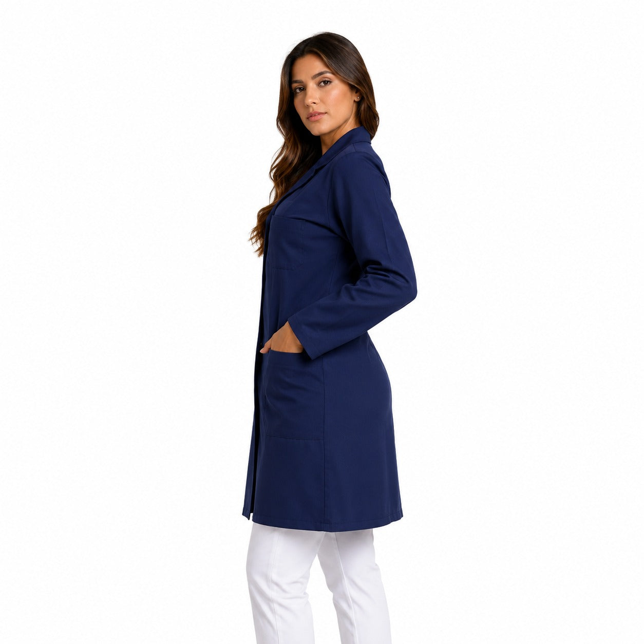 811000 - OFERTAS RELÂMPAGO - Jaleco Fem. Tecido Oxford Gola Normal Manga Longa.