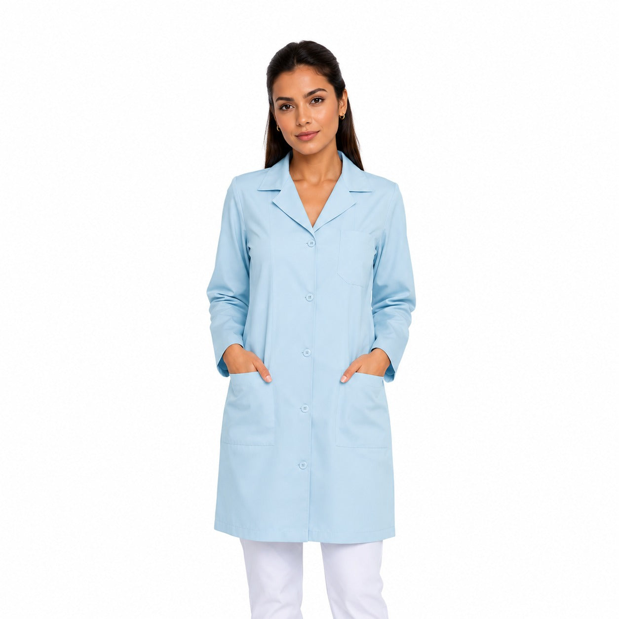 811000 - OFERTAS RELÂMPAGO - Jaleco Fem. Tecido Oxford Gola Normal Manga Longa.
