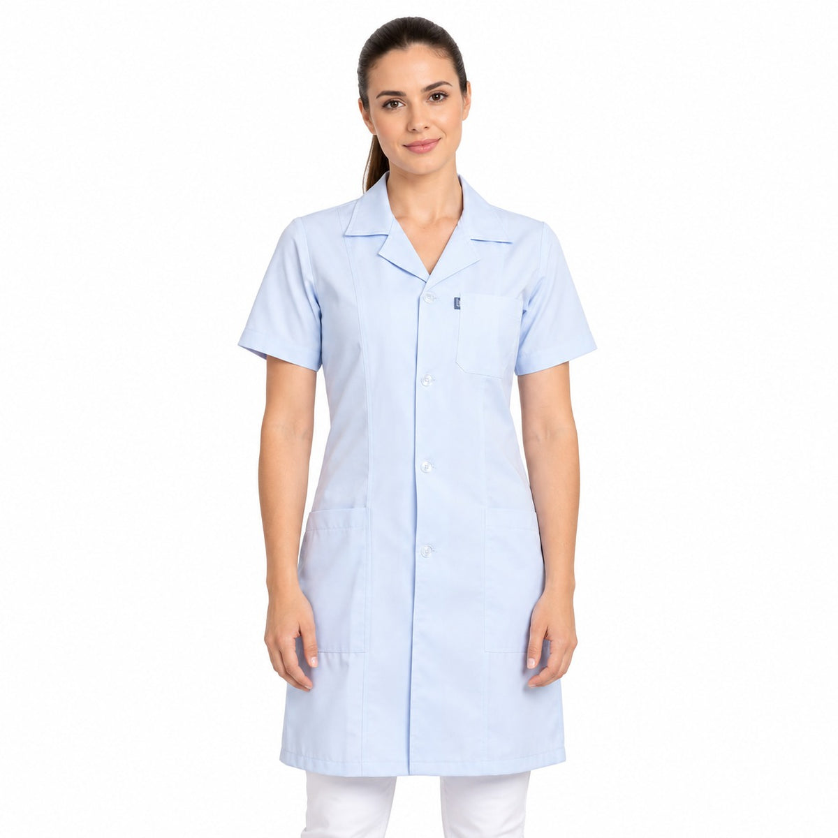 811012 - OFERTAS RELÂMPAGO - Jaleco Fem. Tecido Oxford Gola Normal Manga Curta.