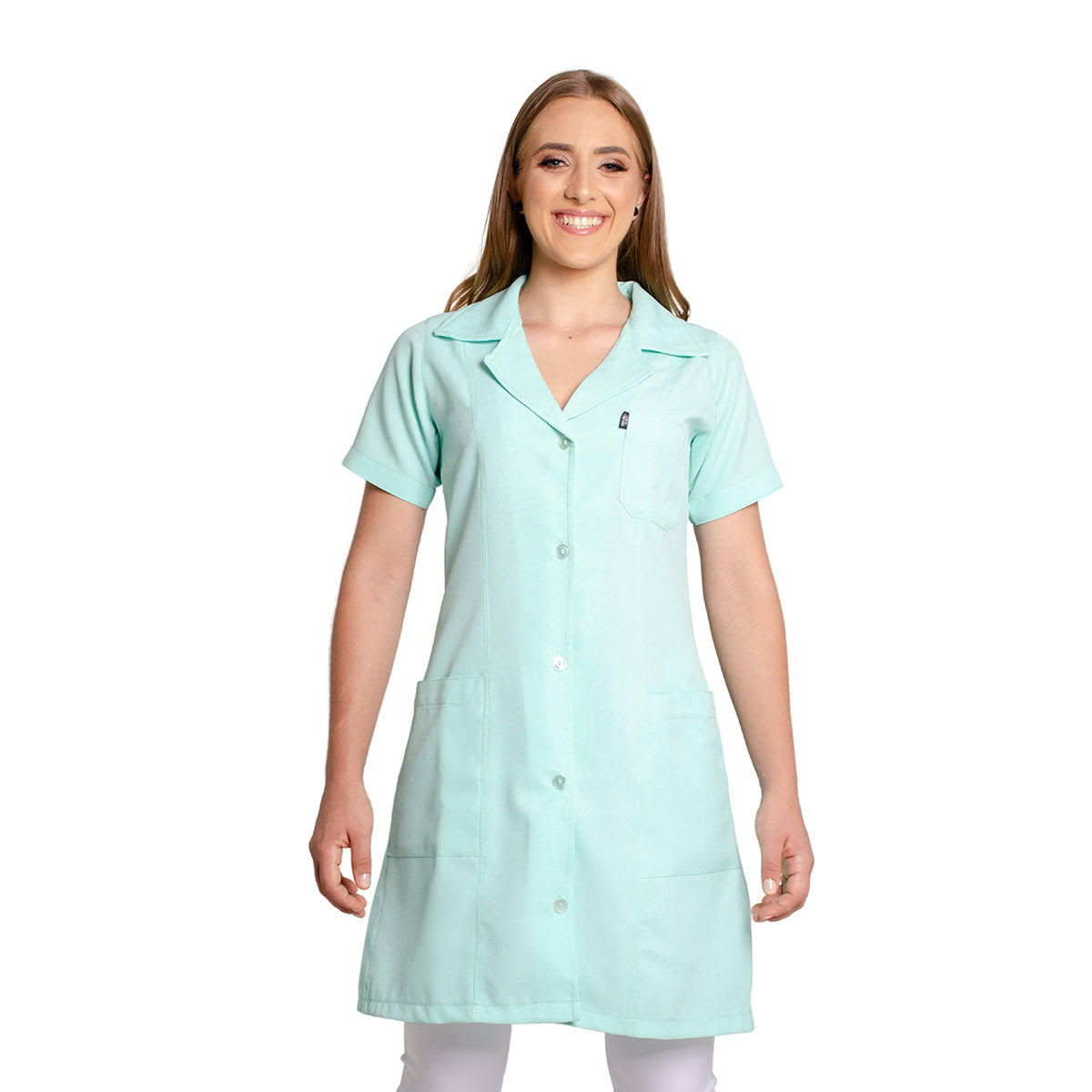 811012 - OFERTAS RELÂMPAGO - Jaleco Fem. Tecido Oxford Gola Normal Manga Curta.