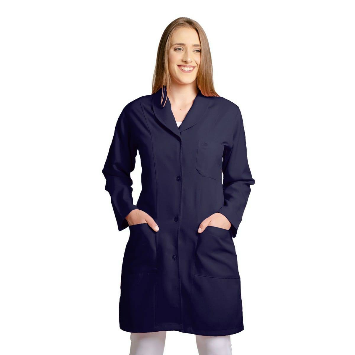 811042 -OFERTAS RELÂMPAGO - Jaleco Fem. Tecido Oxford Gola Pijama Manga Longa.
