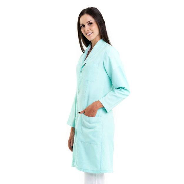 811042 -OFERTAS RELÂMPAGO - Jaleco Fem. Tecido Oxford Gola Pijama Manga Longa.