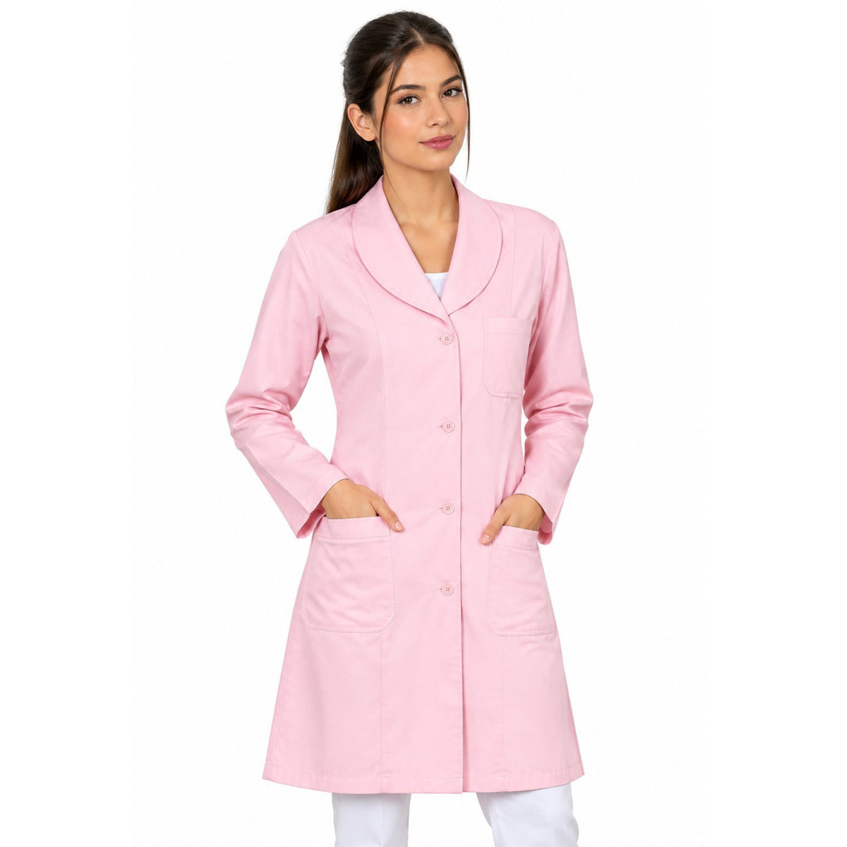 811045 - OFERTAS RELÂMPAGO - Jaleco Fem. Tecido Oxford Gola Pijama Manga Longa.