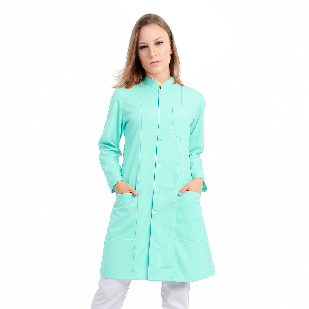 811071 - OFERTAS RELÂMPAGO - Jaleco Fem. Tecido Oxford Gola Padre Manga Longa.