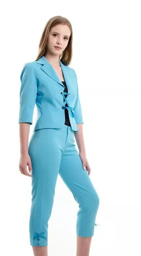 123948 - QUEIMA DE ESTOQUE. Conjunto Blazer ¾ C/forro Calça Cigarrete Tecido Gabardine.