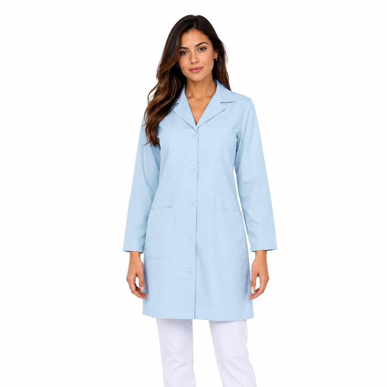 811000 - OFERTAS RELÂMPAGO - Jaleco Fem. Tecido Oxford Gola Normal Manga Longa.