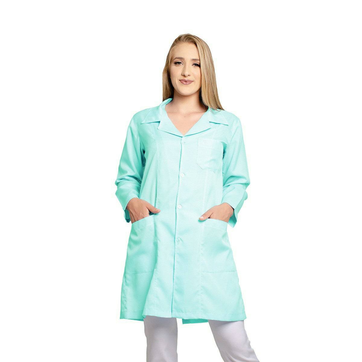 811000 - OFERTAS RELÂMPAGO - Jaleco Fem. Tecido Oxford Gola Normal Manga Longa.