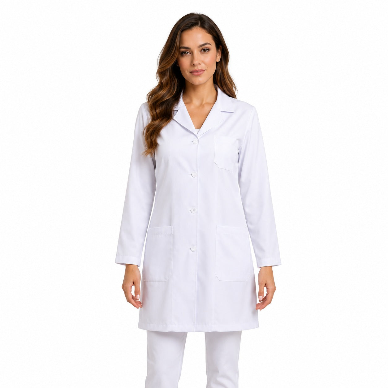811003 - OFERTAS RELÂMPAGO - Jaleco Fem. Tecido Oxford Gola Normal Manga Longa.
