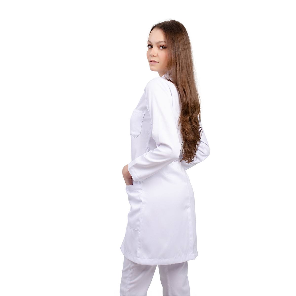 811003 - OFERTAS RELÂMPAGO - Jaleco Fem. Tecido Oxford Gola Normal Manga Longa.