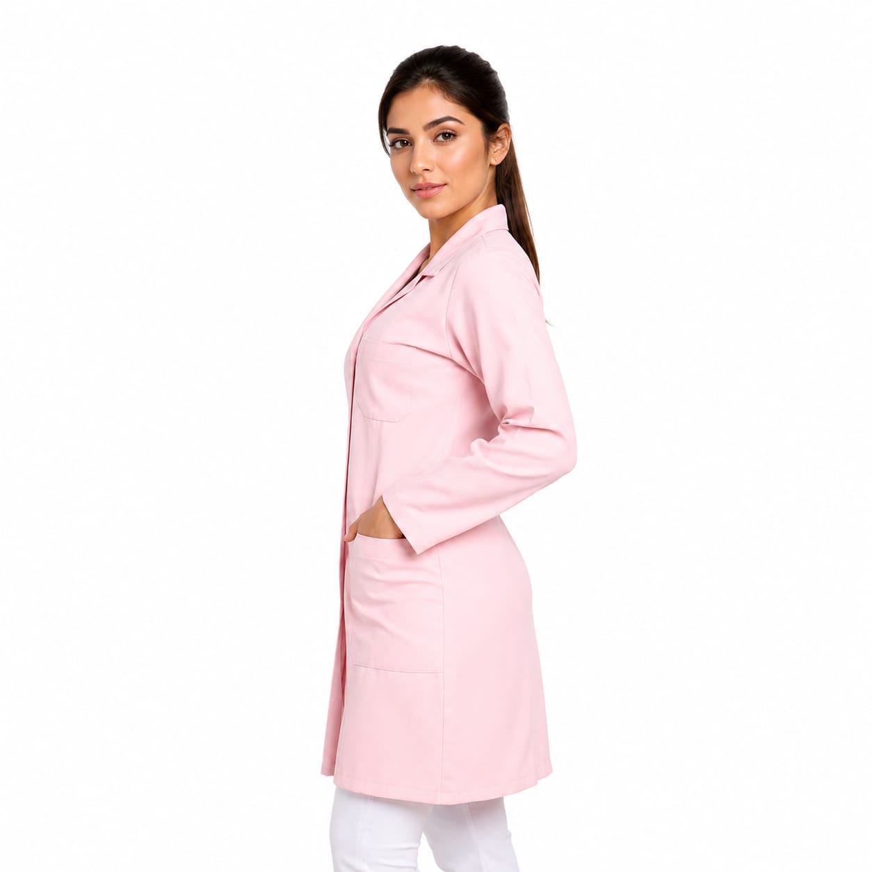 811003 - OFERTAS RELÂMPAGO - Jaleco Fem. Tecido Oxford Gola Normal Manga Longa.