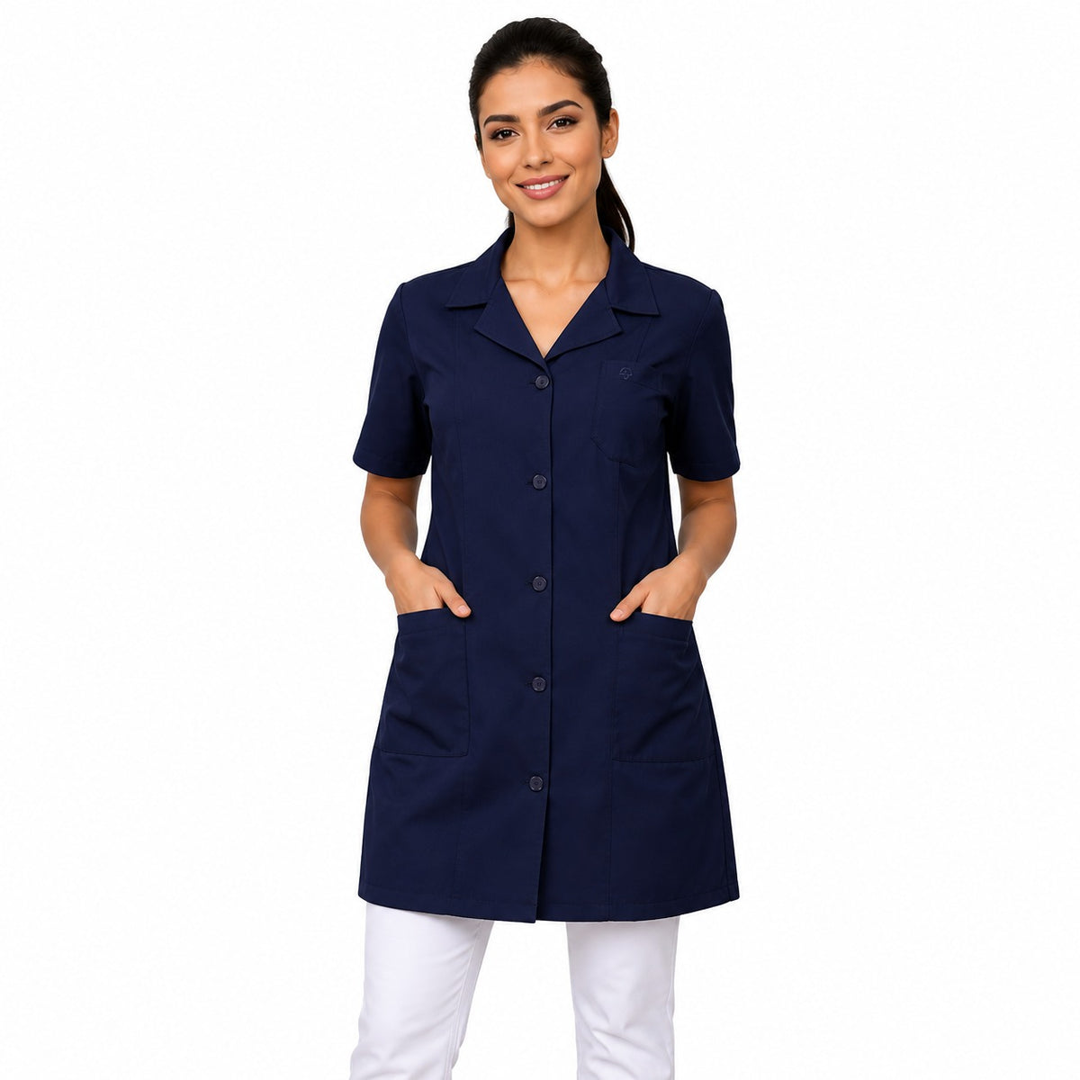 811012 - OFERTAS RELÂMPAGO  - Jaleco Fem. Tecido Oxford Gola Normal Manga Curta.
