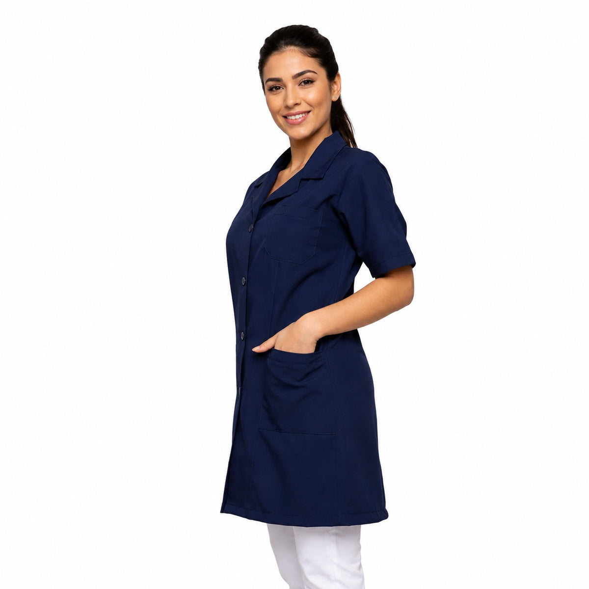 811012 - OFERTAS RELÂMPAGO  - Jaleco Fem. Tecido Oxford Gola Normal Manga Curta.