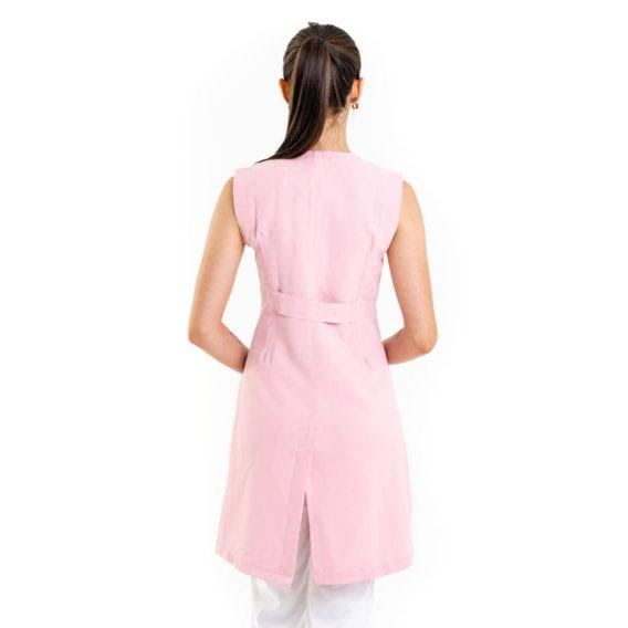 811033-  OFERTAS RELÂMPAGO- Jaleco Fem. Acinturado Tecido Oxford Sem Gola Sem Manga.