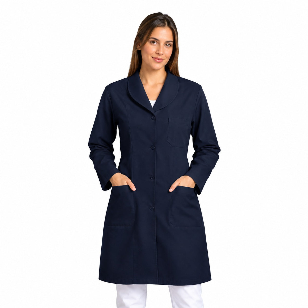 811042 -OFERTAS RELÂMPAGO  - Jaleco Fem. Tecido Oxford Gola Pijama Manga Longa.
