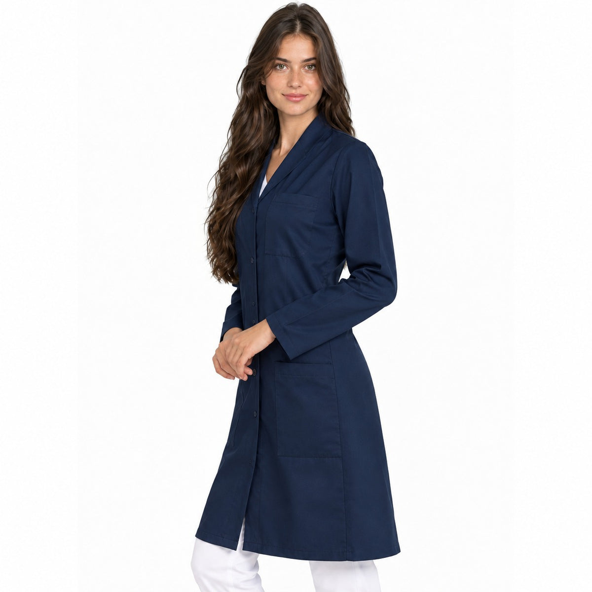 811042 -OFERTAS RELÂMPAGO  - Jaleco Fem. Tecido Oxford Gola Pijama Manga Longa.