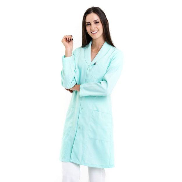 811042 -OFERTAS RELÂMPAGO  - Jaleco Fem. Tecido Oxford Gola Pijama Manga Longa.