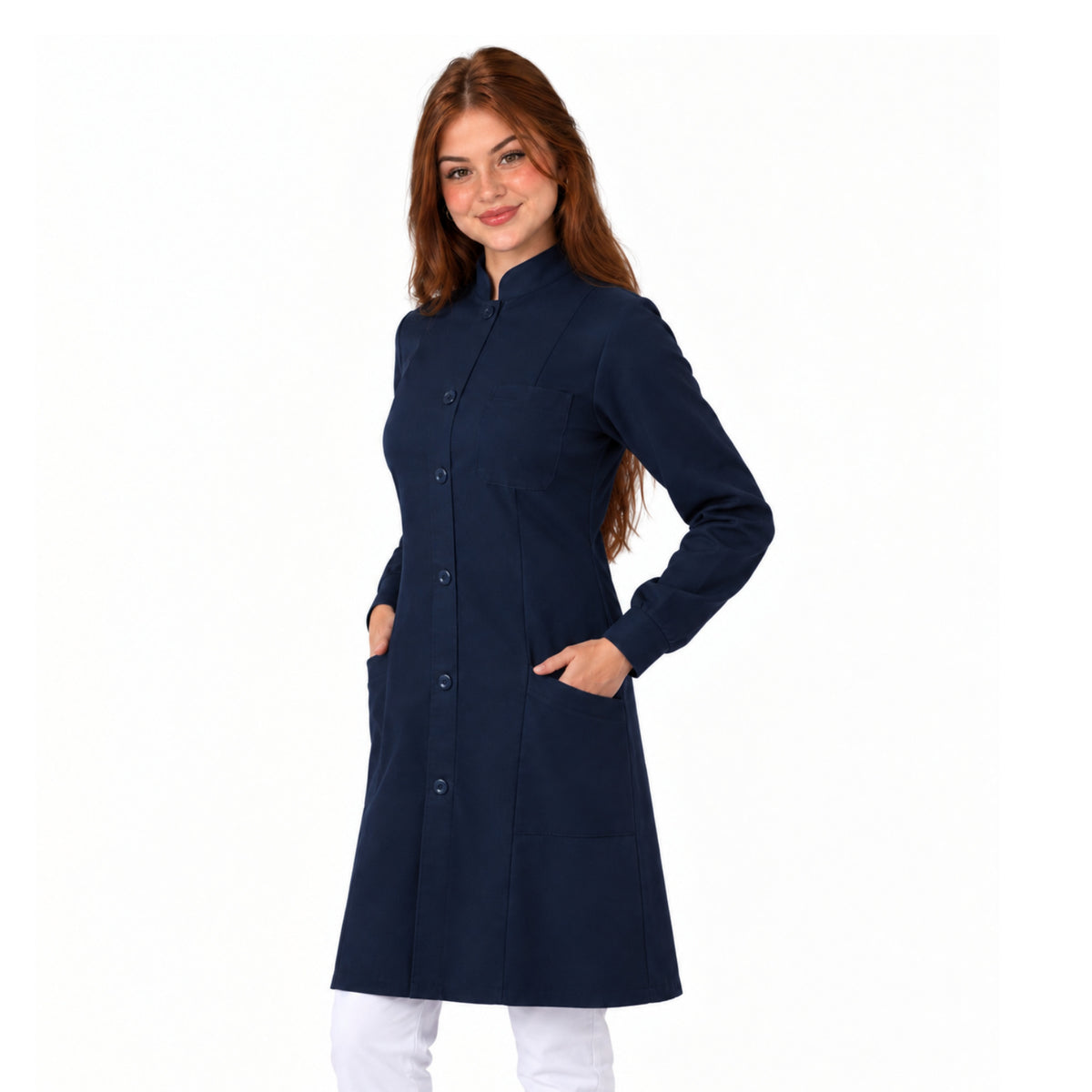 811071 - OFERTAS RELÂMPAGO  - Jaleco Fem. Tecido Oxford Gola Padre Manga Longa.