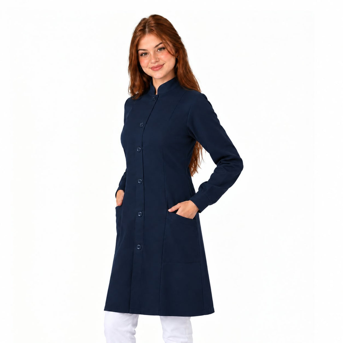 811071 - OFERTAS RELÂMPAGO  - Jaleco Fem. Tecido Oxford Gola Padre Manga Longa.