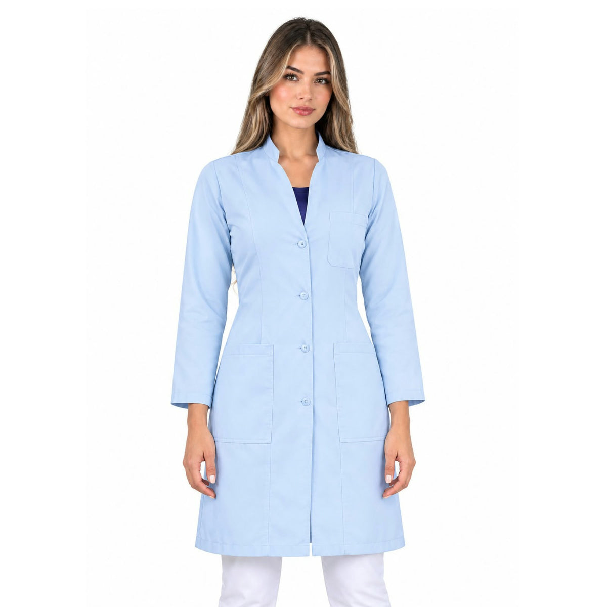 811071 - OFERTAS RELÂMPAGO  - Jaleco Fem. Tecido Oxford Gola Padre Manga Longa.