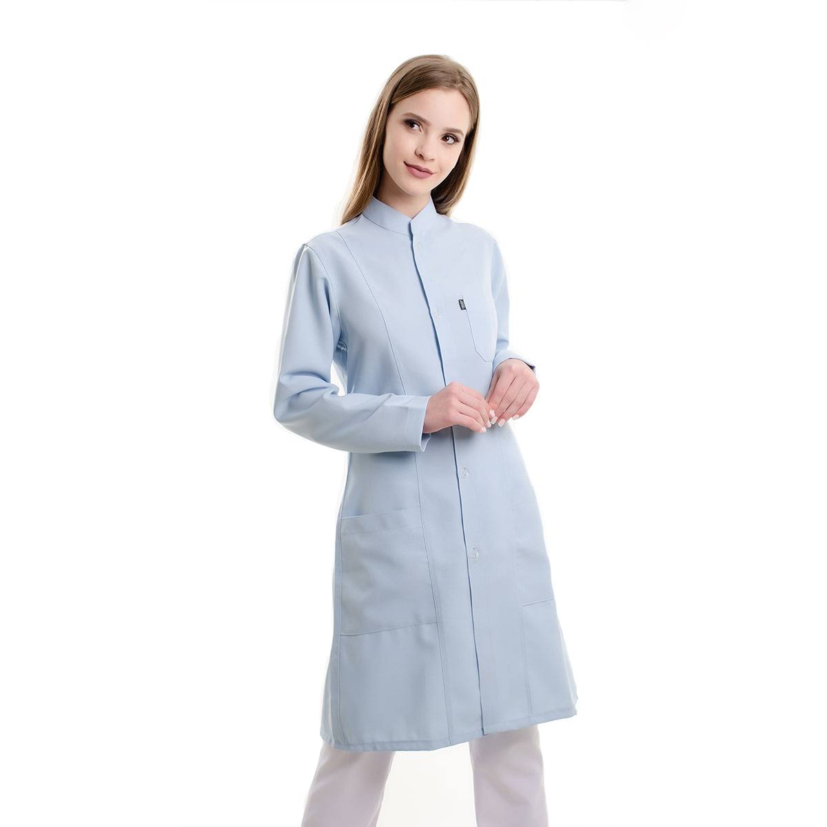 811071 - OFERTAS RELÂMPAGO  - Jaleco Fem. Tecido Oxford Gola Padre Manga Longa.