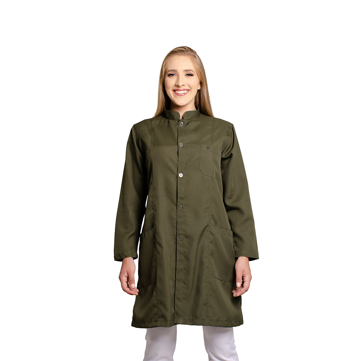 811076 -  OFERTAS RELÂMPAGO - Jaleco Fem. Tecido Oxford Gola Padre Manga Longa.