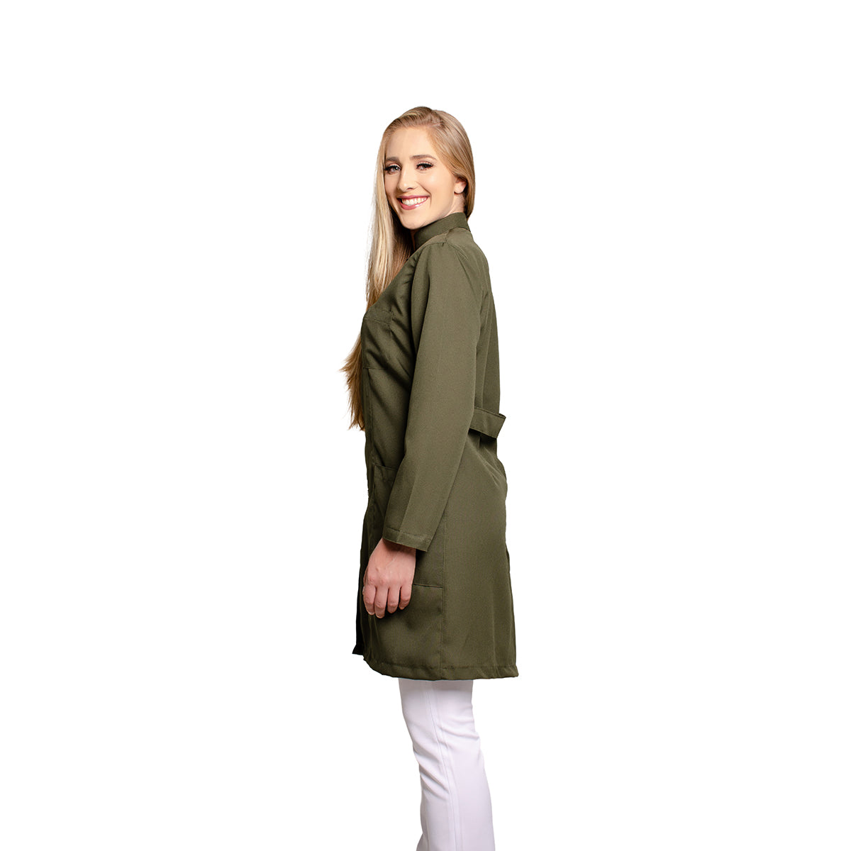 811076 -  OFERTAS RELÂMPAGO - Jaleco Fem. Tecido Oxford Gola Padre Manga Longa.