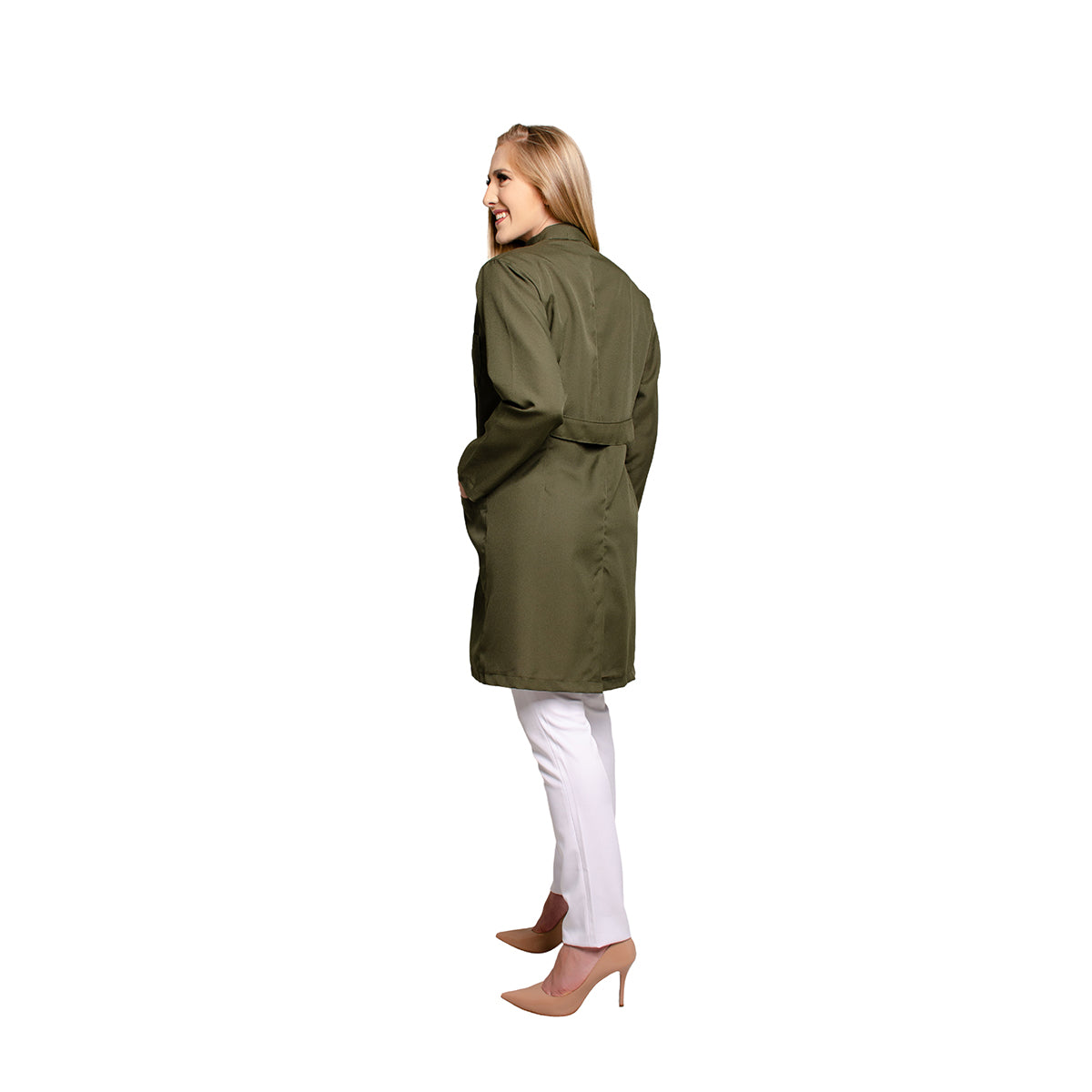 811076 -  OFERTAS RELÂMPAGO - Jaleco Fem. Tecido Oxford Gola Padre Manga Longa.