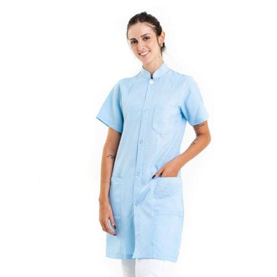 811082 - OFERTAS RELÂMPAGO - Jaleco Fem. Acinturado Tecido Oxford Gola Padre Manga Curta.