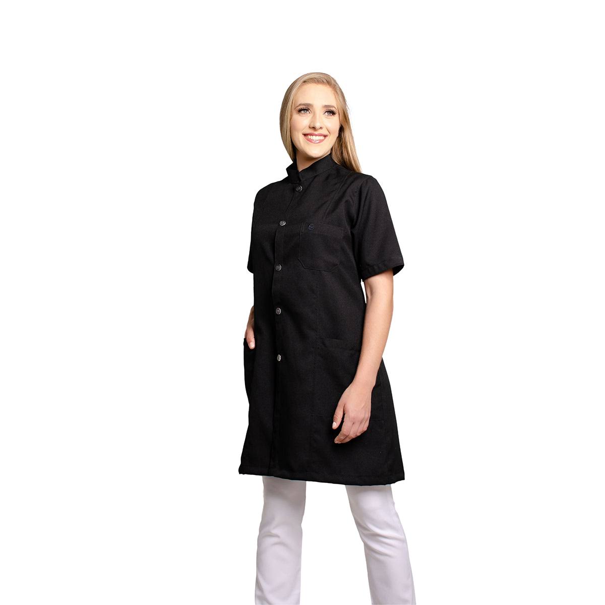 811084 - OFERTAS RELÂMPAGO - Jaleco Fem. Acinturado Tecido Oxford Gola Padre Manga Curta.