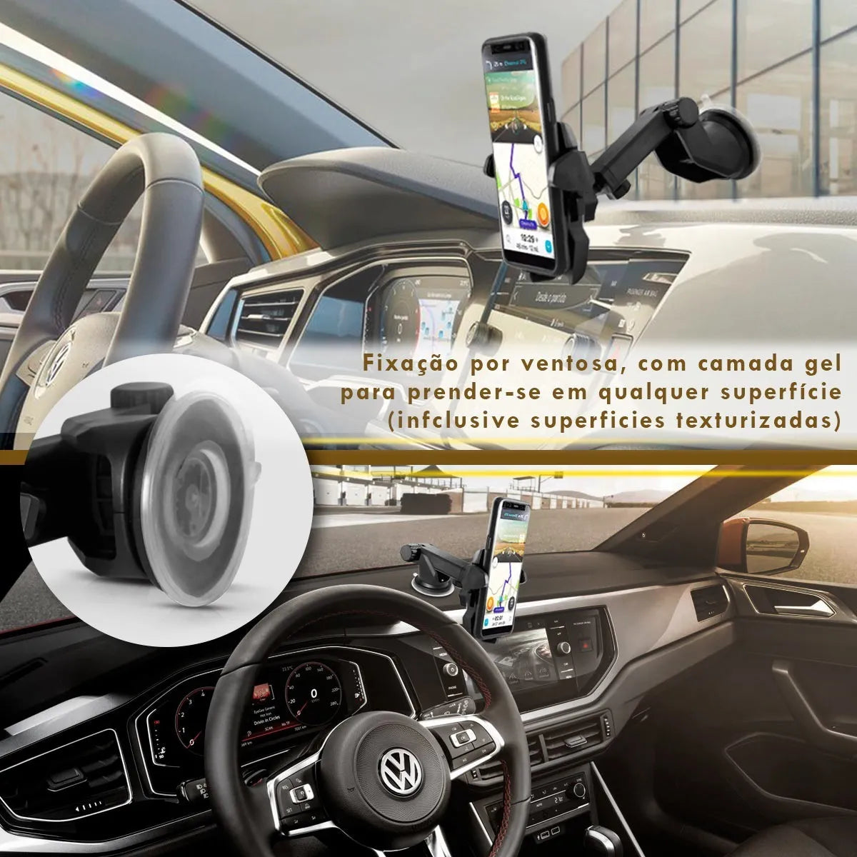 10001E  - OFERTAS DA SEMANA - Suporte Celular Articulado Automotivo Painel Universal.